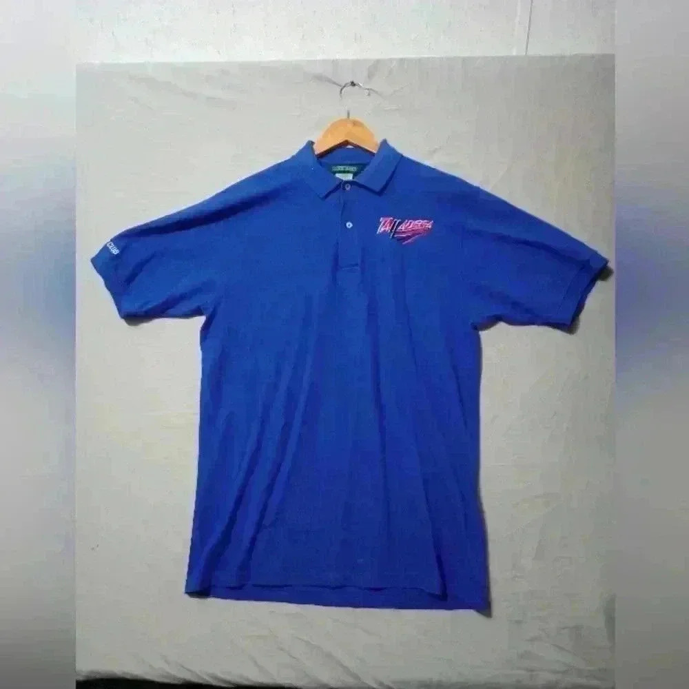 Talladega Superspeedway Polo Outer Banks Shirt Short Sleeve Men L Nascar Blue